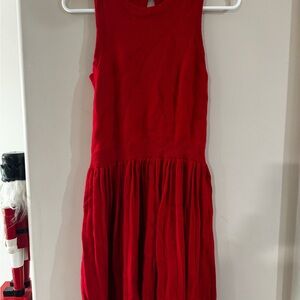Elegant Red Sleeveless Mini sweater Dress